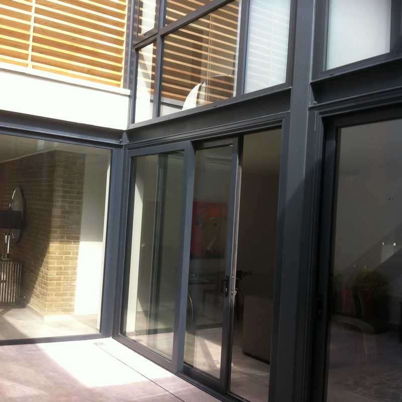 Anthracite aluminium sliding patio doors fitted in Earlsfield